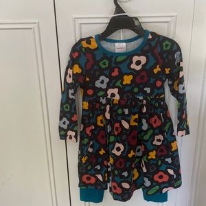 3t floral long sleeved Hanna Andersson dress with matching teal pants